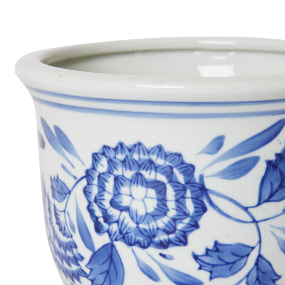 Attractive Floral Florence Pot - Blue/ White