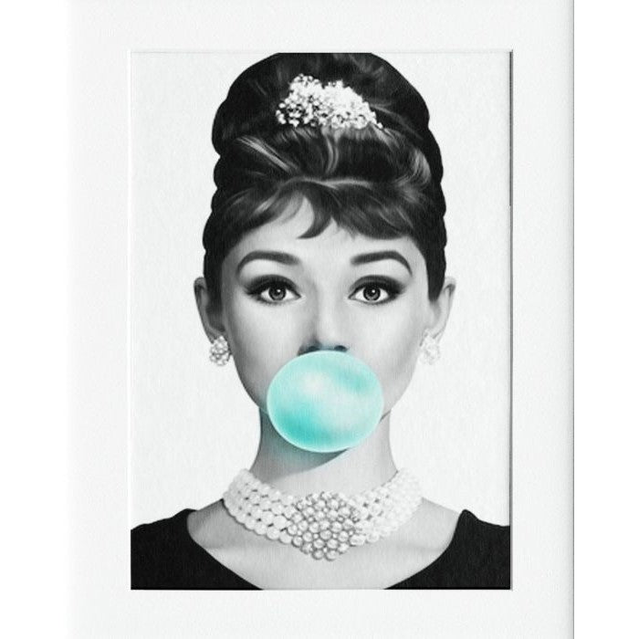 Audrey Bubble Black & White Mounted Print Wall Decor - 40x50cms