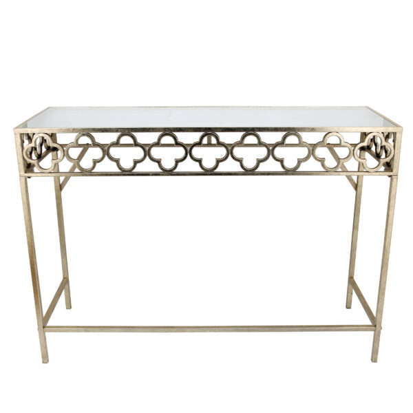 Aura Quatrefoil Console Table