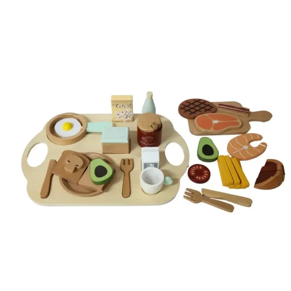 Fun Pretend Play Kids Wooden Breakfast Set