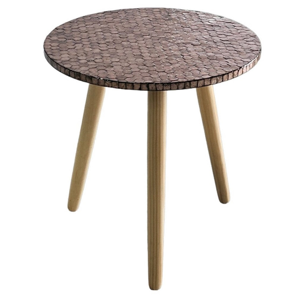 Azure Shell Inlay Side Table - Copper