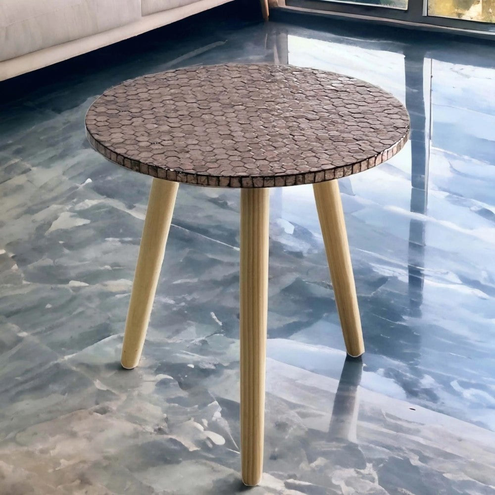 Azure Shell Inlay Side Table - Copper