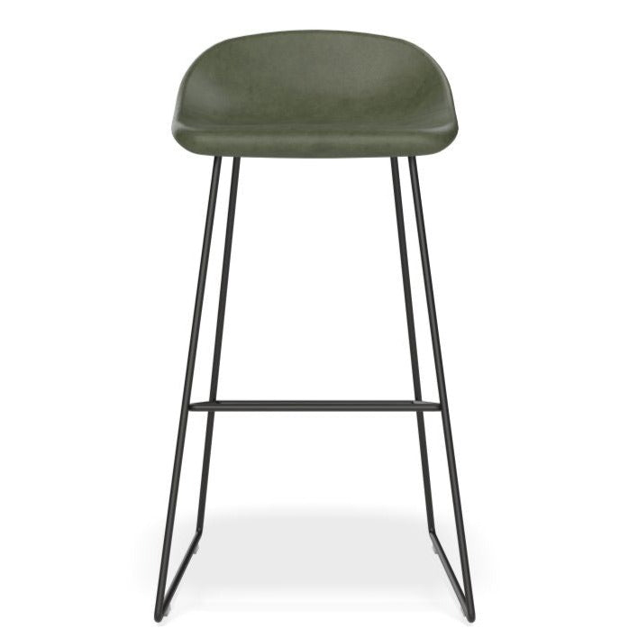 Backless Black Steel Green Seat High Stool (Available in 2 Sizes)