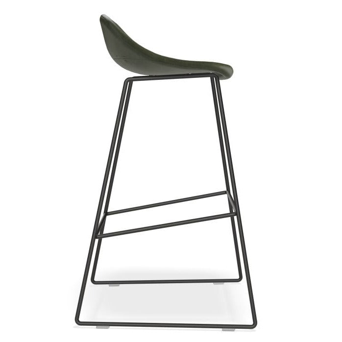 Backless Black Steel Green Seat High Stool (Available in 2 Sizes)