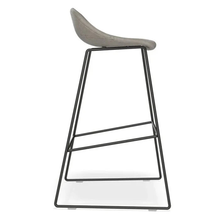 Backless Black Steel Grey Seat High Stool (Available in 2 Sizes)