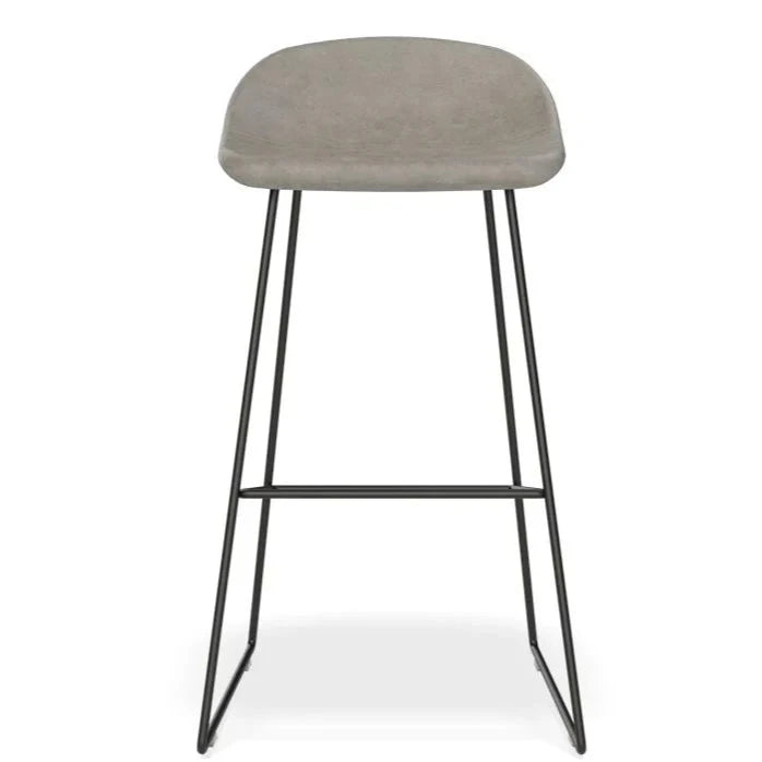 Backless Black Steel Grey Seat High Stool (Available in 2 Sizes)