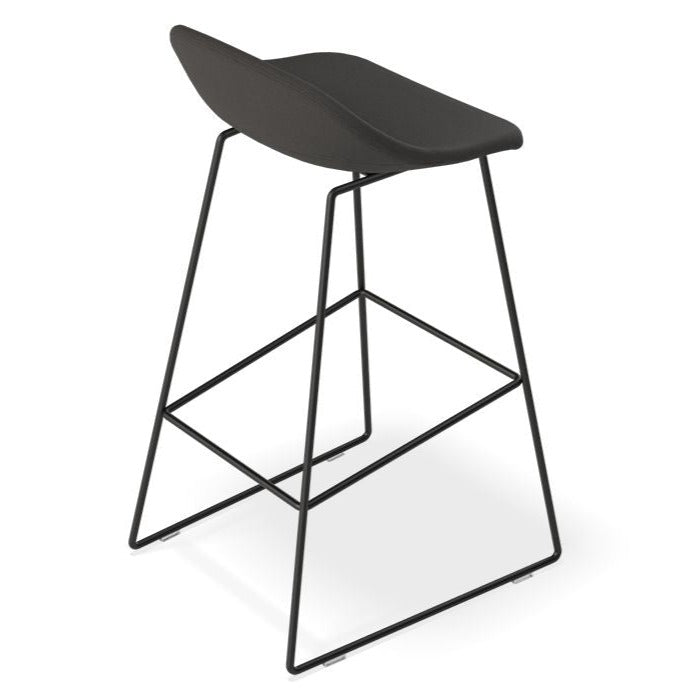 Backless Steel Black Fabric Seat High Stool (Available in 2 Sizes)