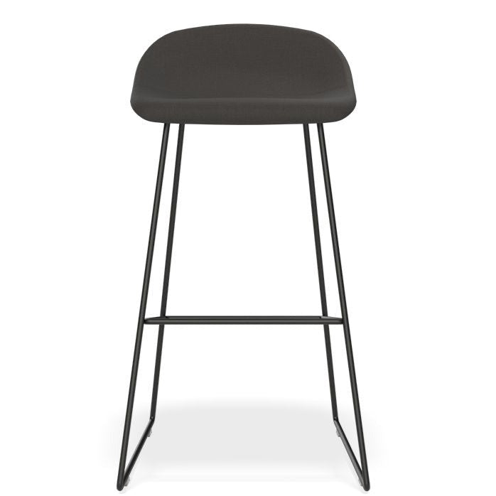 Backless Steel Black Fabric Seat High Stool (Available in 2 Sizes)