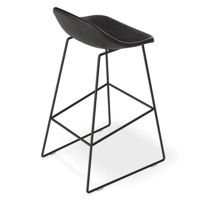 Backless Steel Black Seat High Stool (Available in 2 Sizes)