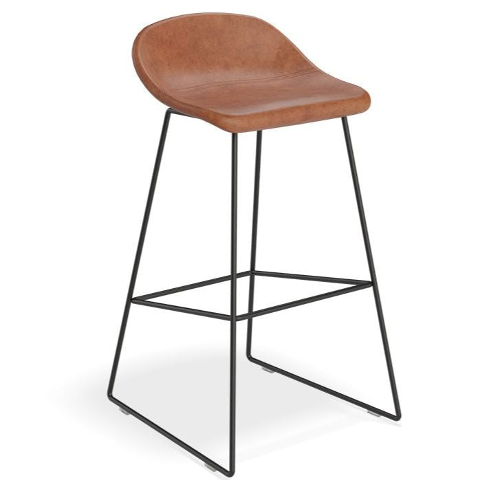 Backless Steel Brown Seat High Stool (Available in 2 Sizes)