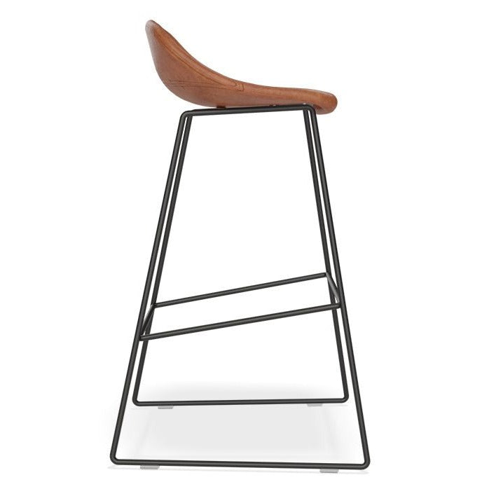 Backless Steel Brown Seat High Stool (Available in 2 Sizes)