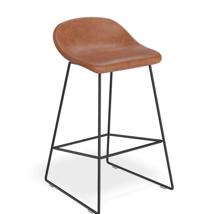 Backless Steel Brown Seat High Stool (Available in 2 Sizes)