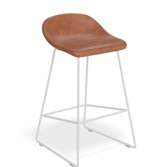 Backless White Steel Brown Seat High Stool (Available in 2 Sizes)