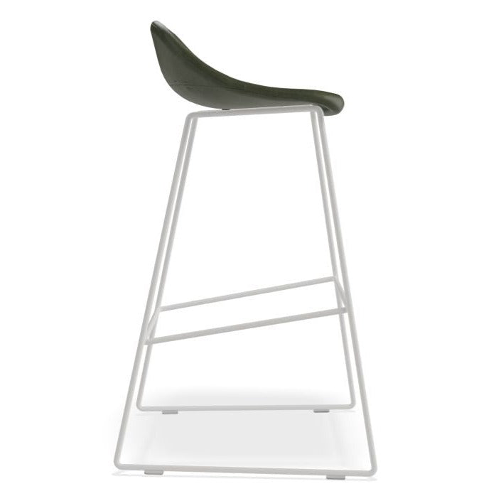 Backless White Steel Green Seat High Stool (Available in 2 Sizes)