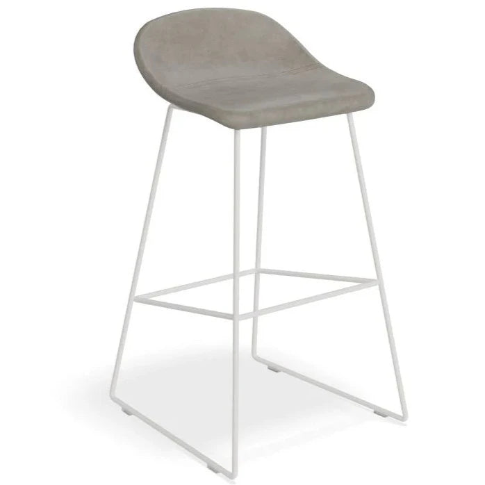 Backless White Steel Grey Seat High Stool (Available in 2 Sizes)