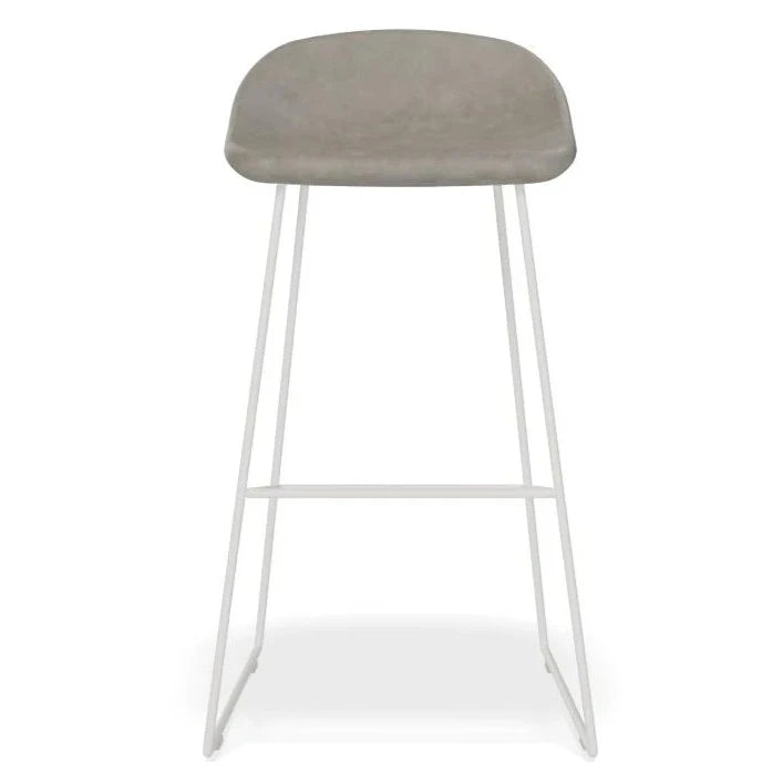 Backless White Steel Grey Seat High Stool (Available in 2 Sizes)