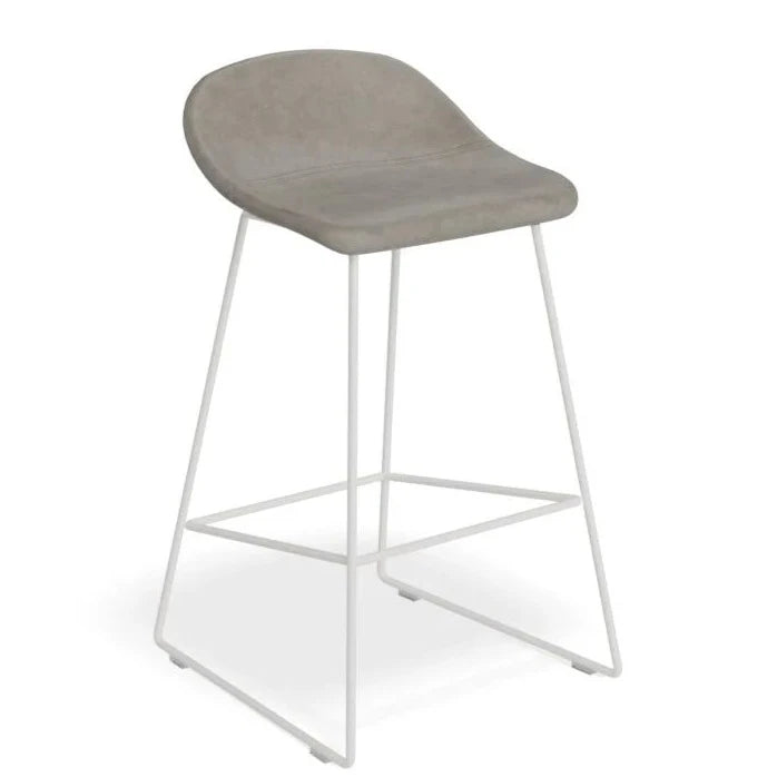 Backless White Steel Grey Seat High Stool (Available in 2 Sizes)