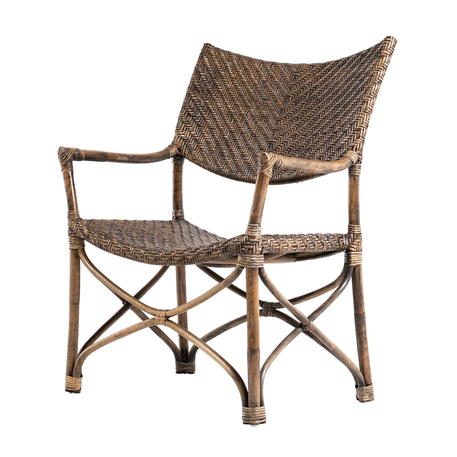 Basket Weave Cane Comfort Seat Armchair Set of 2