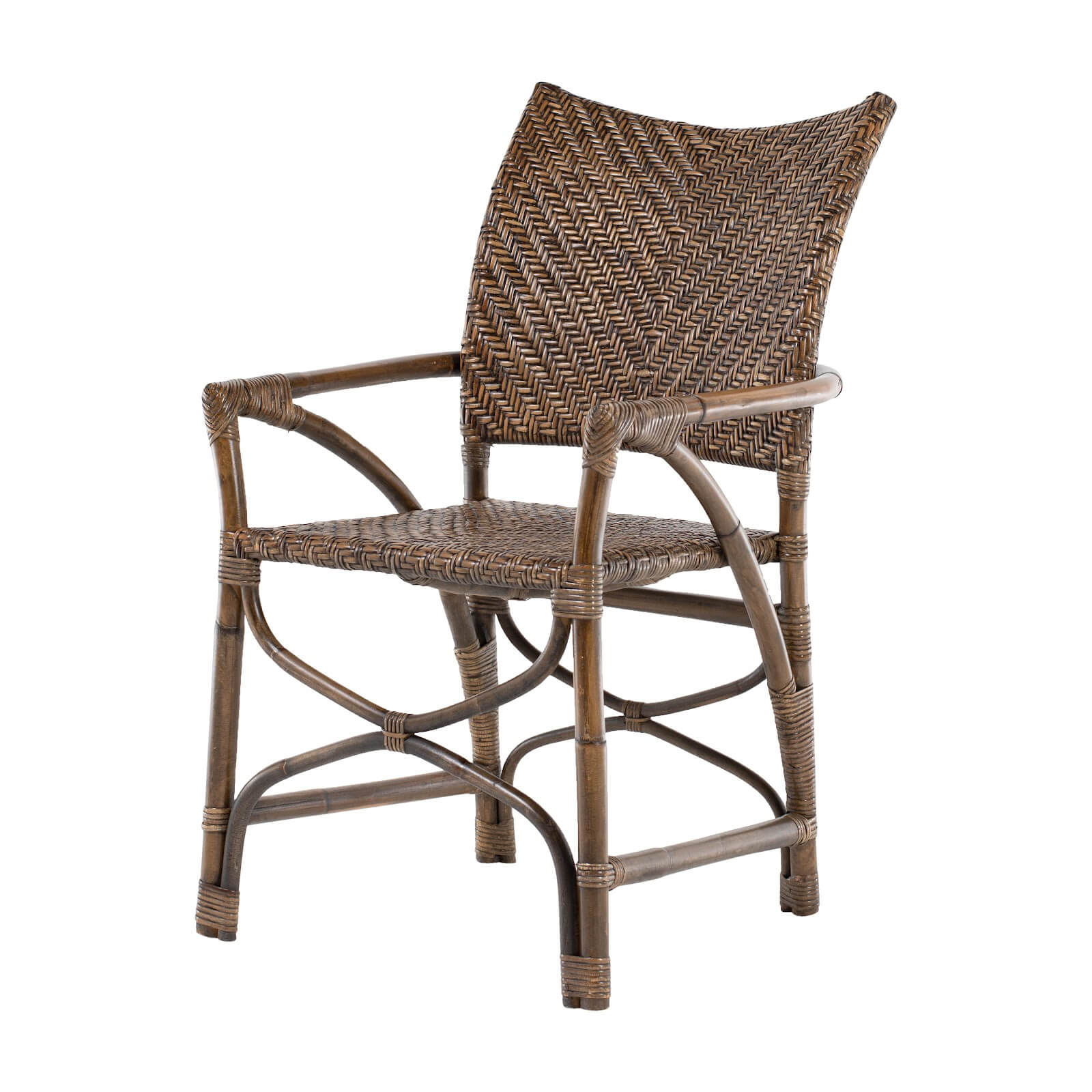 Basket Weave Cane Standard Seat Armchair Set of 2