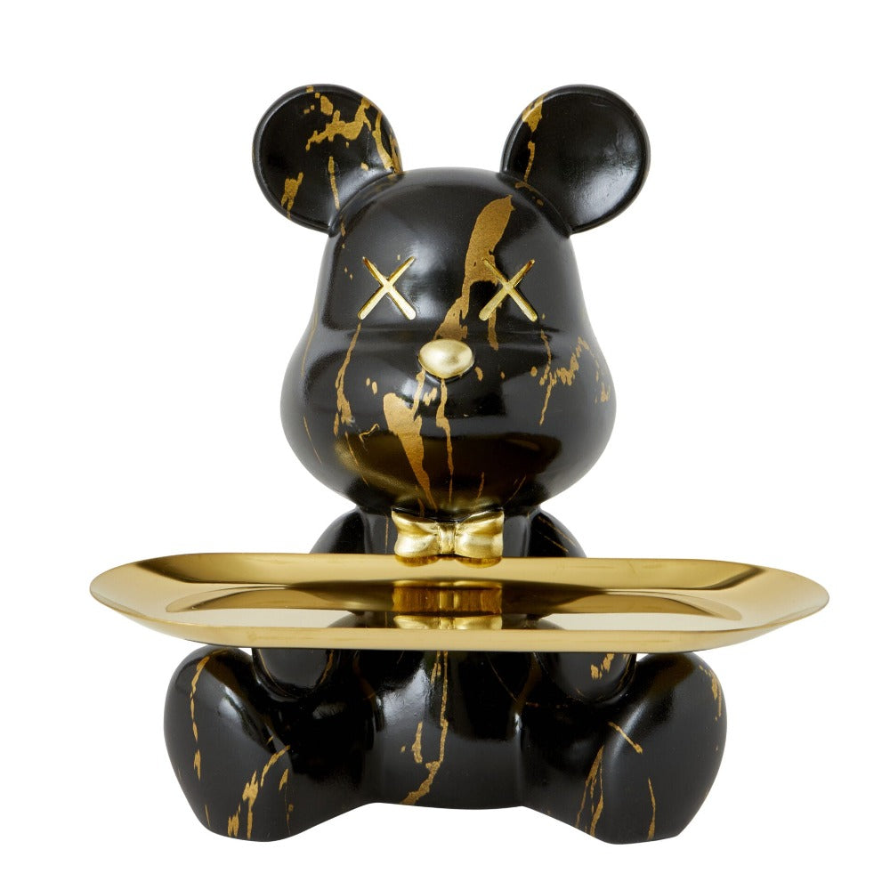 Bear Brick Designer Trinket Tray - Black & Gold