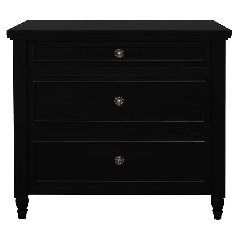 Beau Solid Timber 3-Drawer Storage Chest - Black