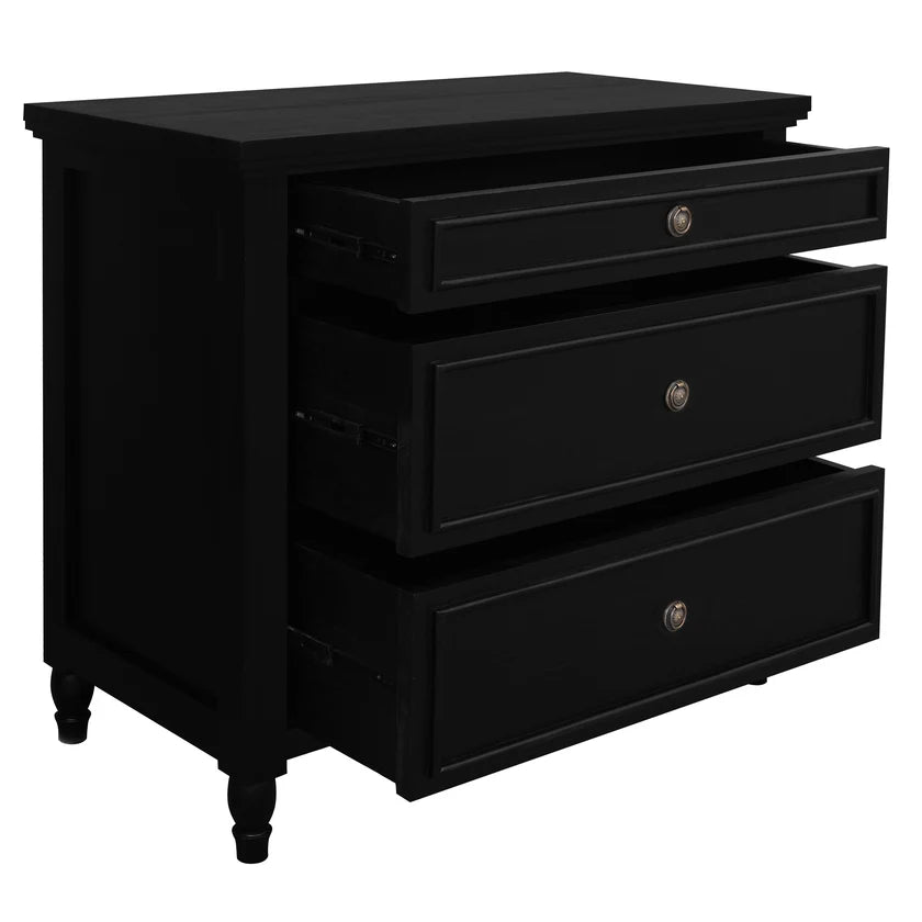 Beau Solid Timber 3-Drawer Storage Chest - Black