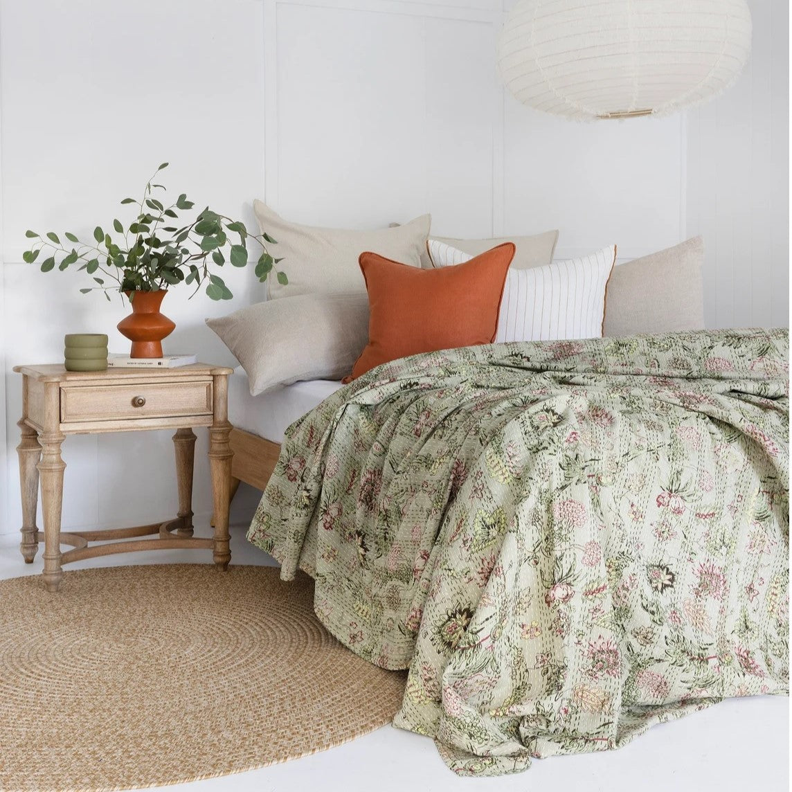 Beautiful Floral Green Shade Doona King Size