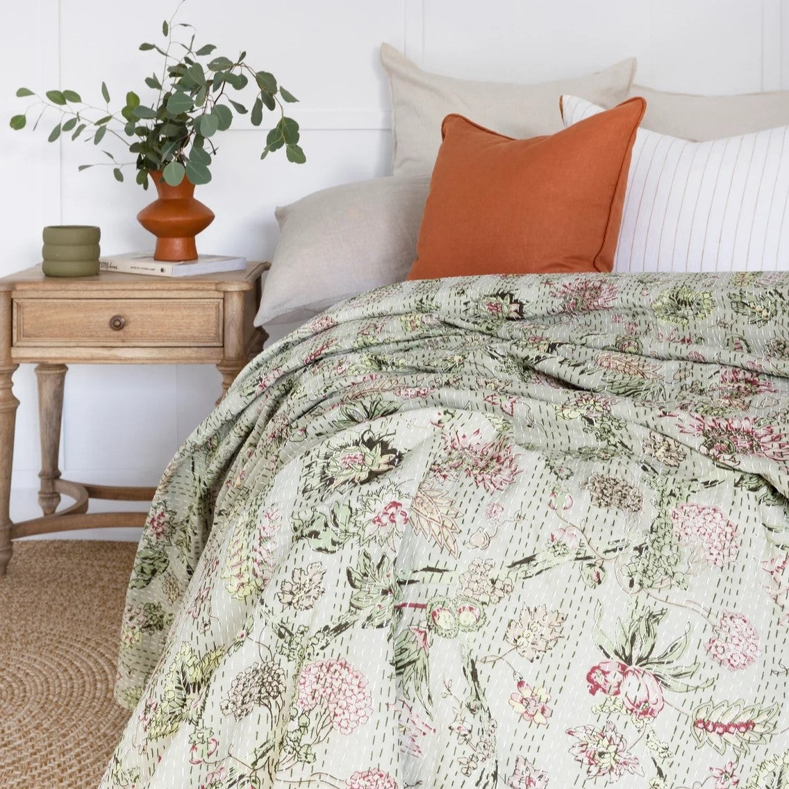 Beautiful Floral Green Shade Doona King Size