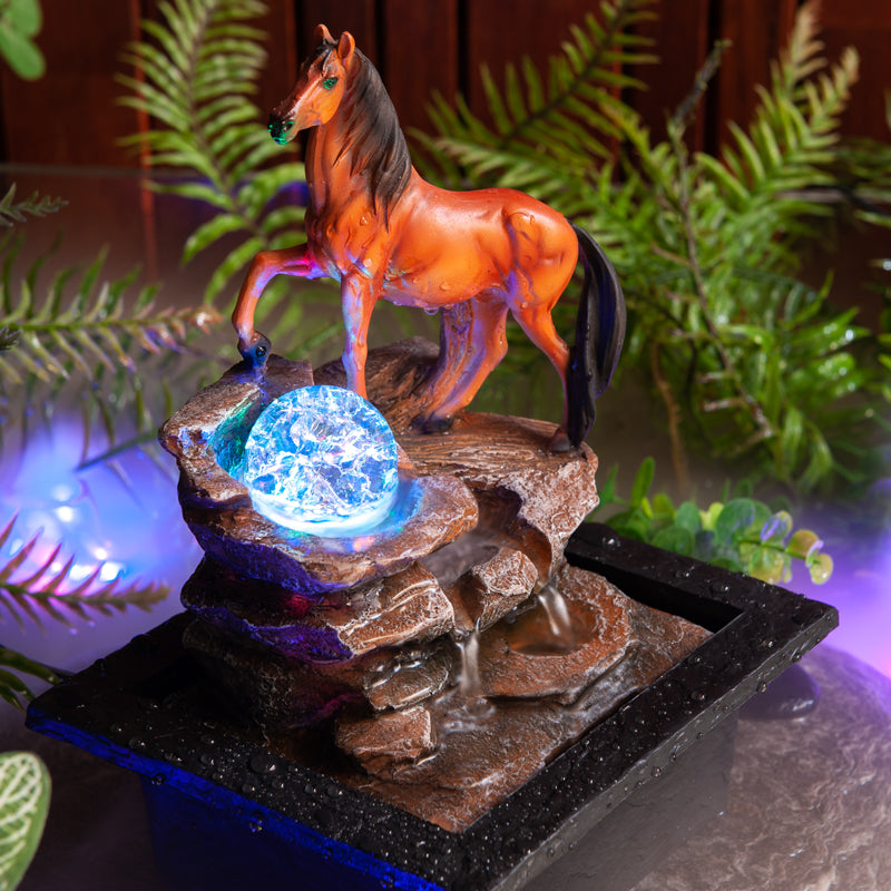 Beauty of Nature's Noble Boulder Horse Indoor Fountain