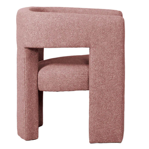 Bella Cozy Boucle Curl Armchair - Dusty Pink