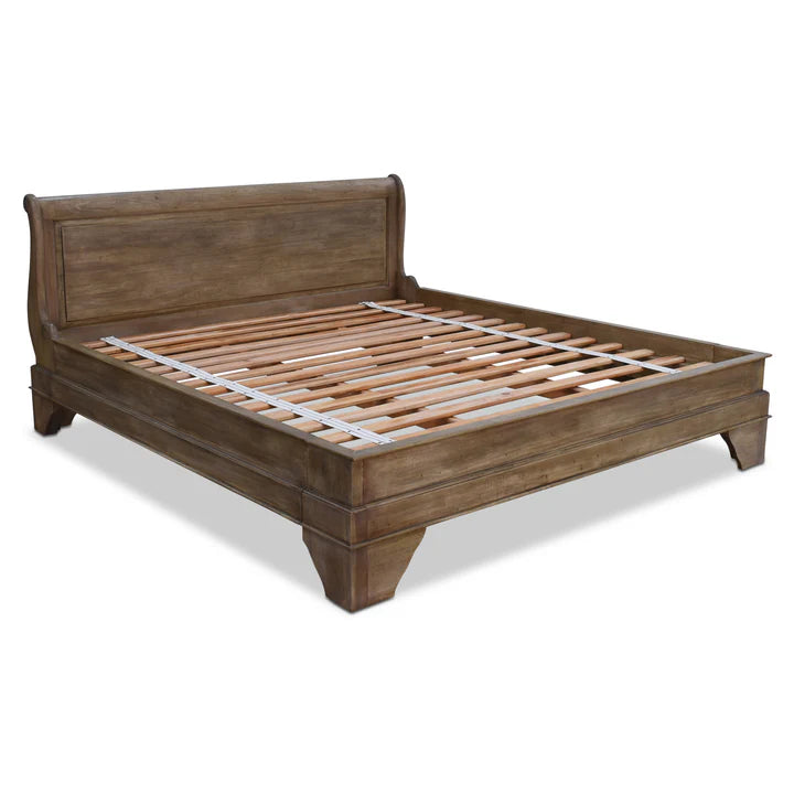 Bespoke Paris Style Wooden King Size Bed - Weathered Oak