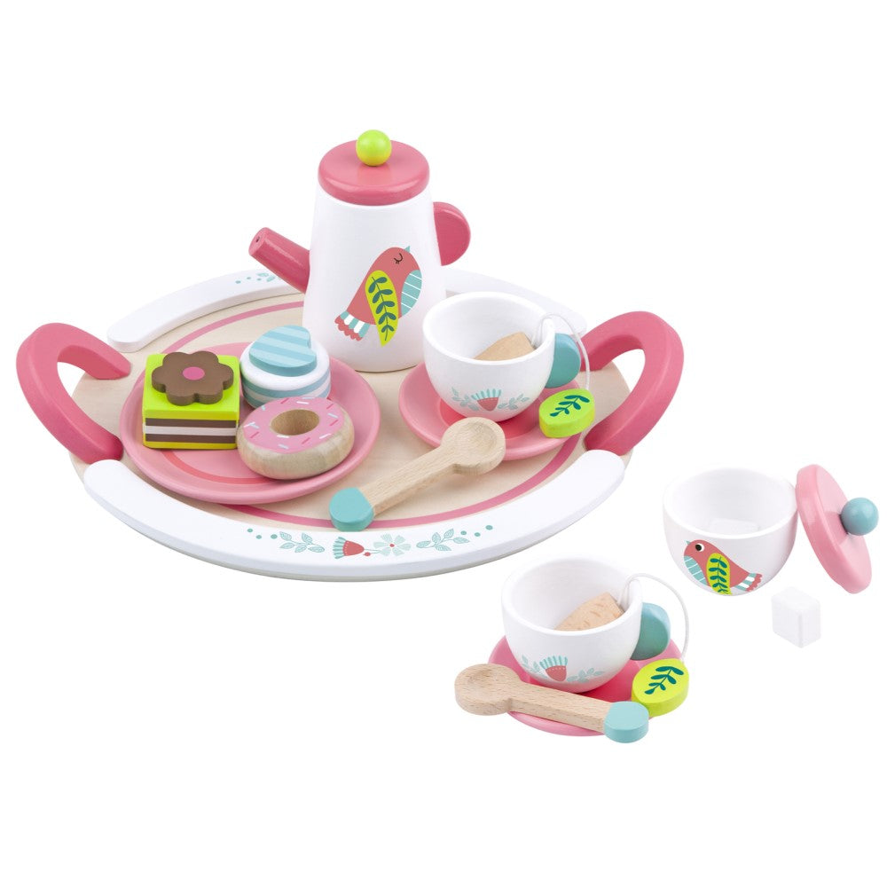 Bird Design Kids Wooden Afternoon Tea Set