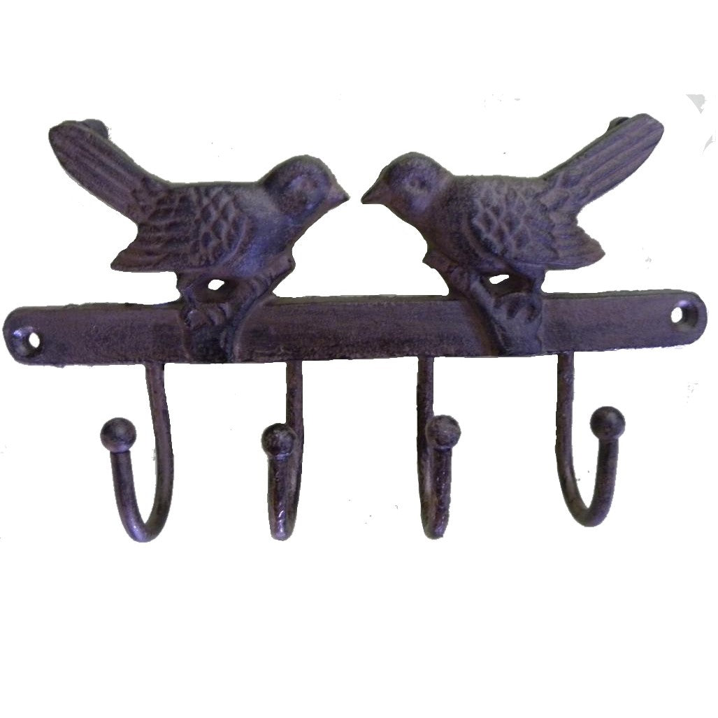 Birds 4 Hooks Cast Iron Wall Hanging