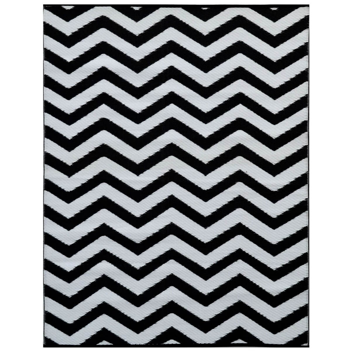 Bistro Reversible Outdoor Rug - Black & White (Available in 3 Sizes)