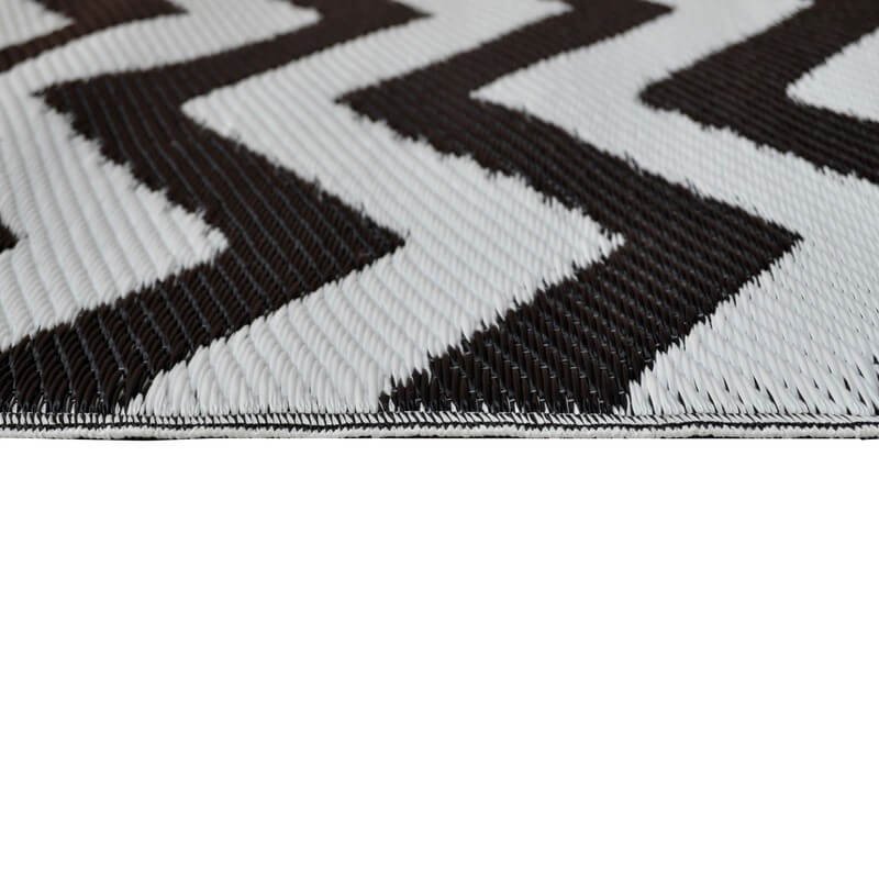 Bistro Reversible Outdoor Rug - Black & White (Available in 3 Sizes)