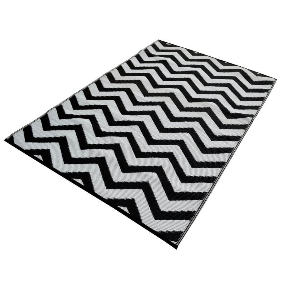 Bistro Reversible Outdoor Rug - Black & White (Available in 3 Sizes)