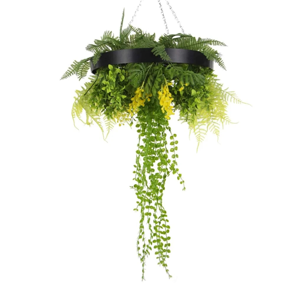 Black Framed Life-Like Plants Roof Hanging Disc - 40cms