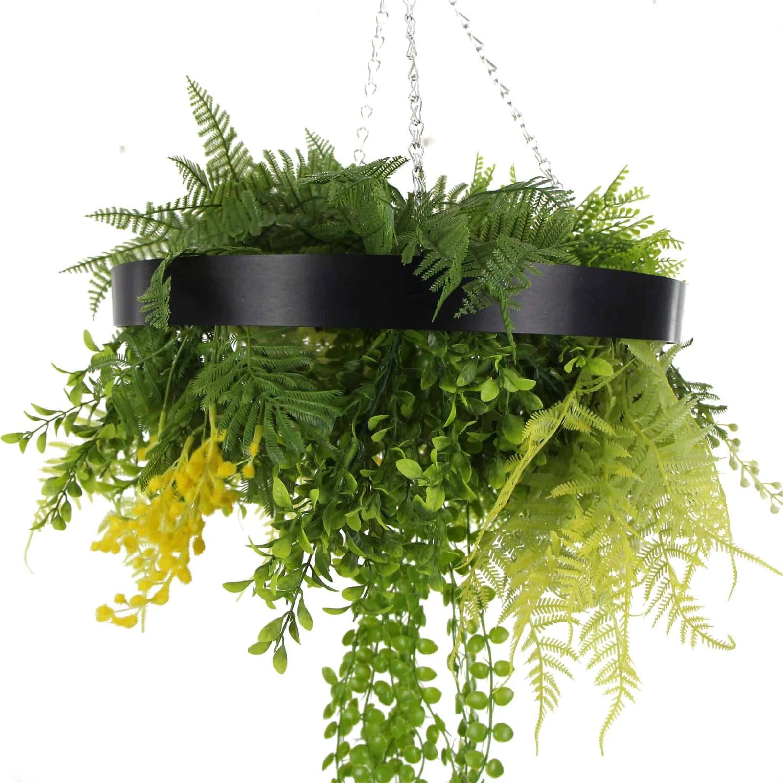 Black Framed Life-Like Plants Roof Hanging Disc - 40cms