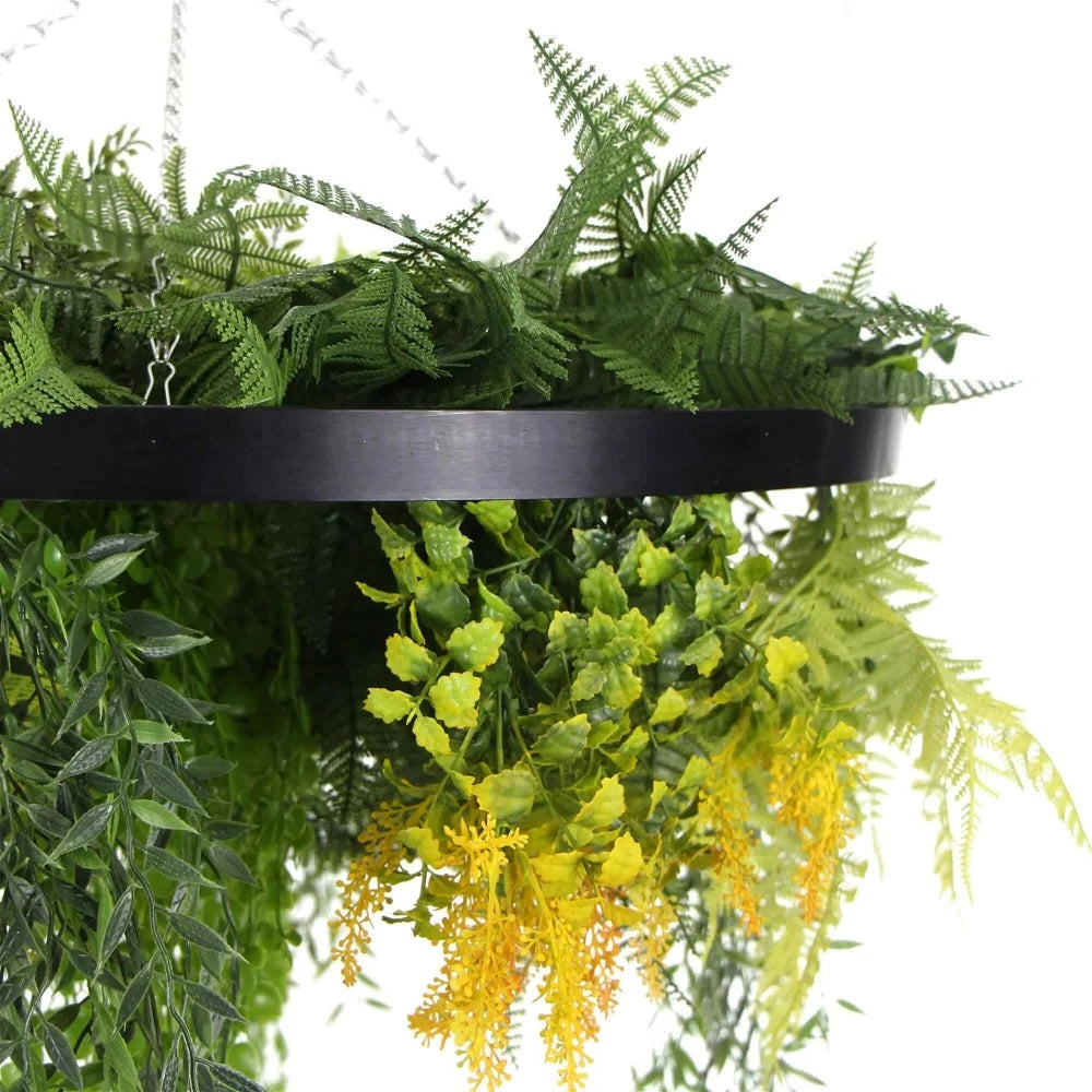 Black Framed Life-Like Plants Roof Hanging Disc - 60cms