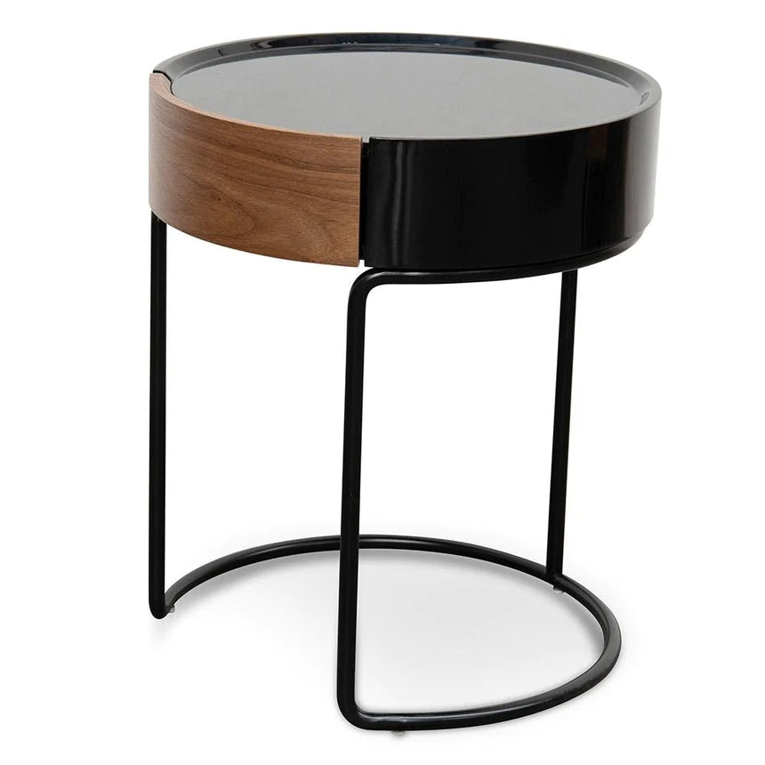 Black Glass Beauty Side Table 45cms