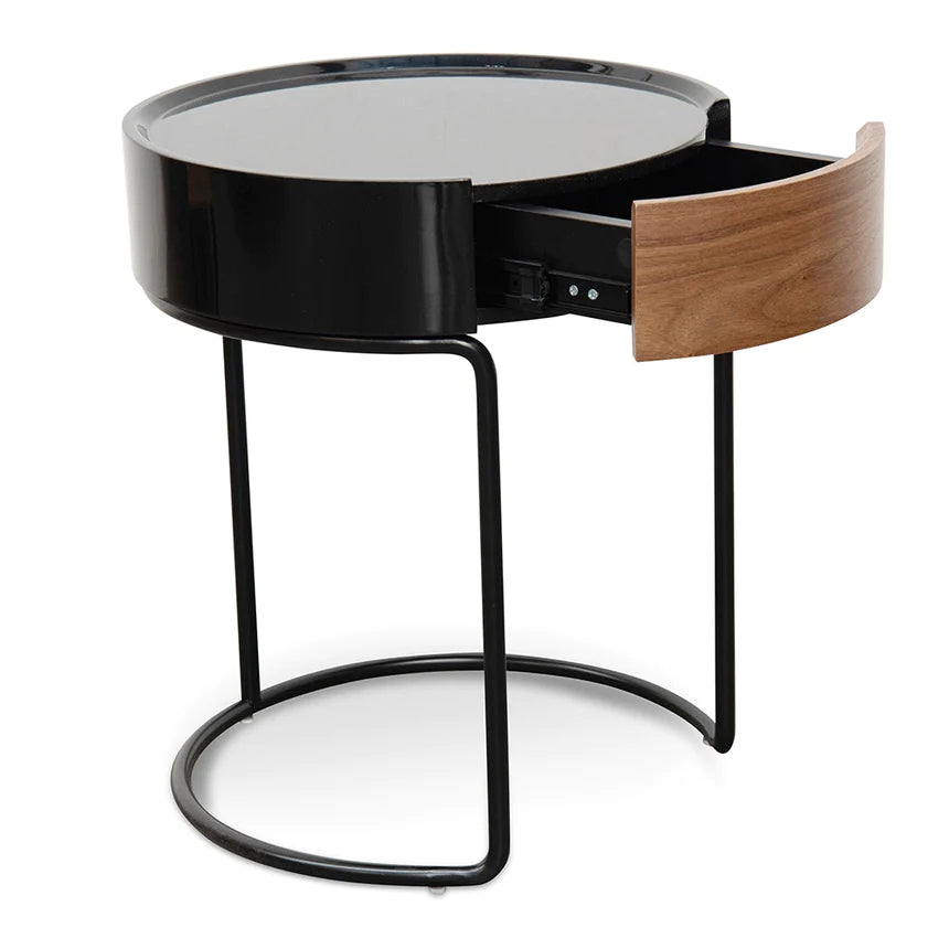 Black Glass Beauty Side Table 45cms