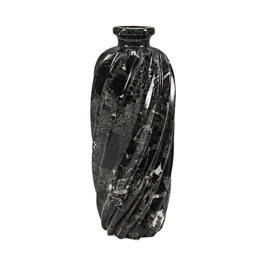 Black Mable Cross Lines Vase - 25cm