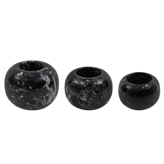 Black Marble Tealight Candle Holder - Set of 3