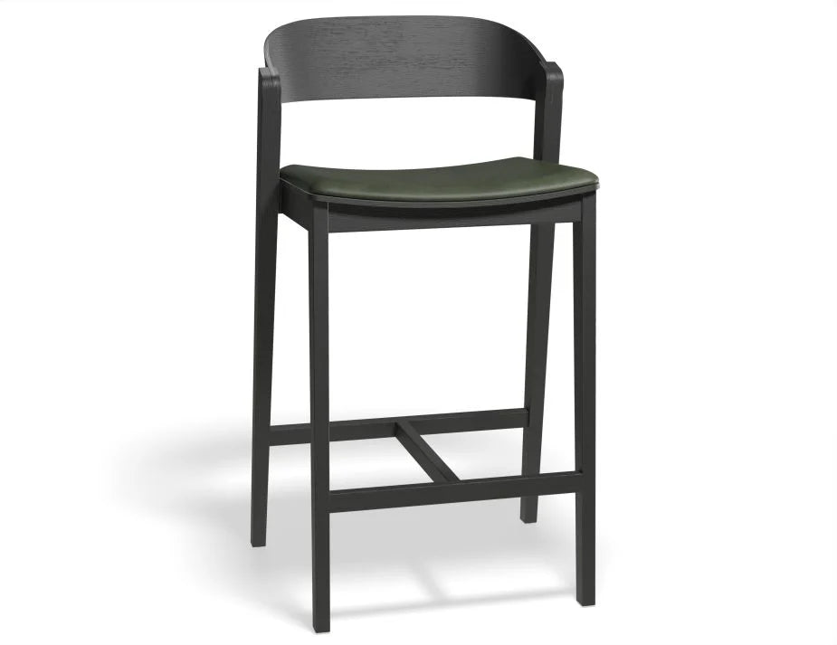 Black Oak Vinyl Seat Pad Kitchen Stool - 65cms (Available in 3 Colors)