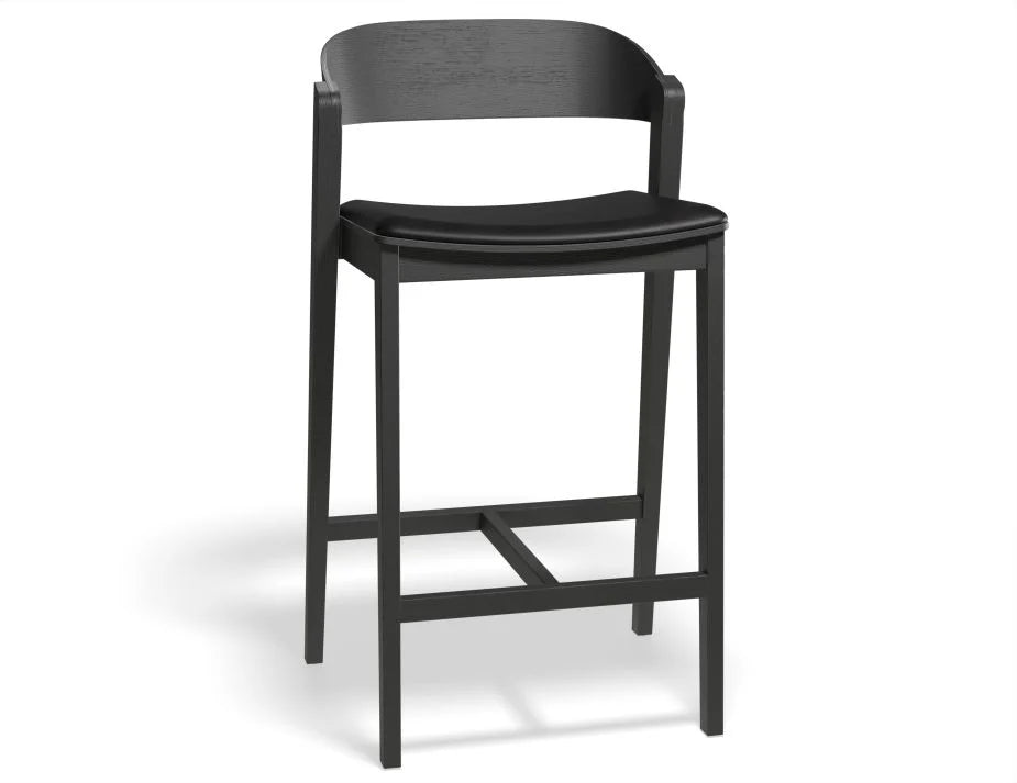 Black Oak Vinyl Seat Pad Kitchen Stool - 65cms (Available in 3 Colors)