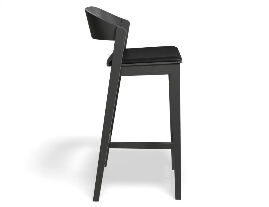 Black Oak Vinyl Seat Pad Kitchen Stool - 65cms (Available in 3 Colors)