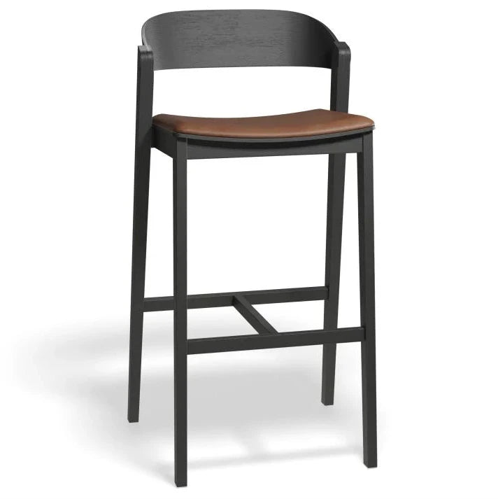 Black Oak Vinyl Seat Pad Kitchen Stool - 75cms (Available in 3 Colors)