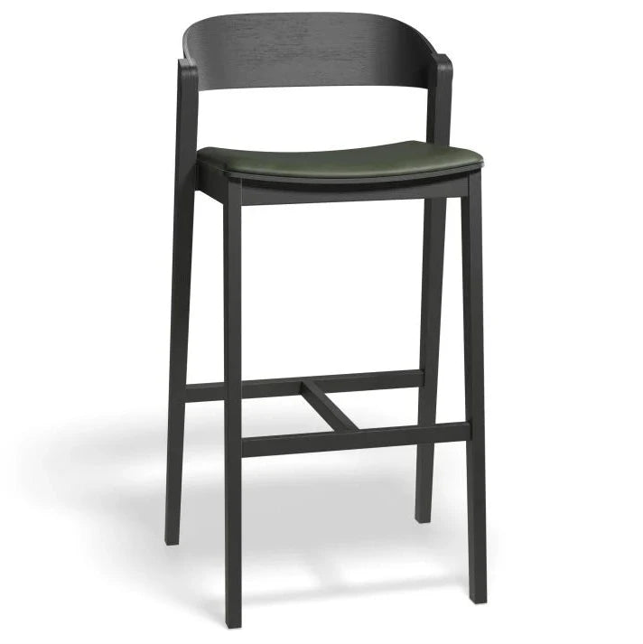 Black Oak Vinyl Seat Pad Kitchen Stool - 75cms (Available in 3 Colors)