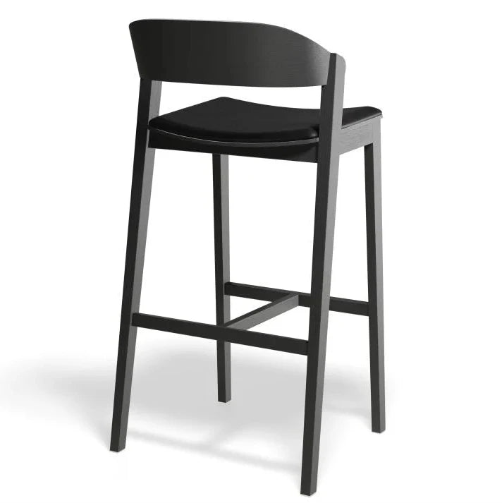 Black Oak Vinyl Seat Pad Kitchen Stool - 75cms (Available in 3 Colors)