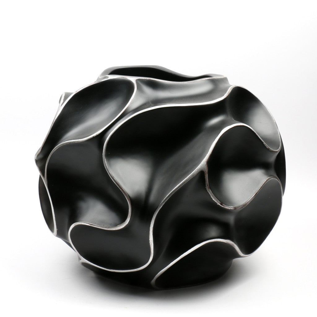 Black Swirled Polyresin Cover Pot